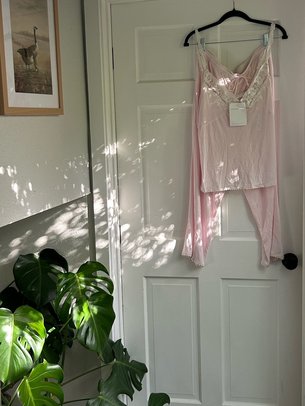 Eileen West Pale Pink Lace-Trim Camisole and Pants Pajama Set
